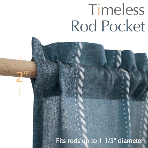 jinchan Striped Linen Valance Blue Farmhouse 18 Inch 1 Panel - color: Nautical Striped Blue, size: 50"W x 18"L (Pack of 1)