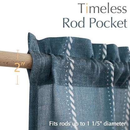 jinchan Striped Linen Valance Blue Farmhouse 18 Inch 1 Panel - color: Nautical Striped Blue, size: 50"W x 18"L (Pack of 1)