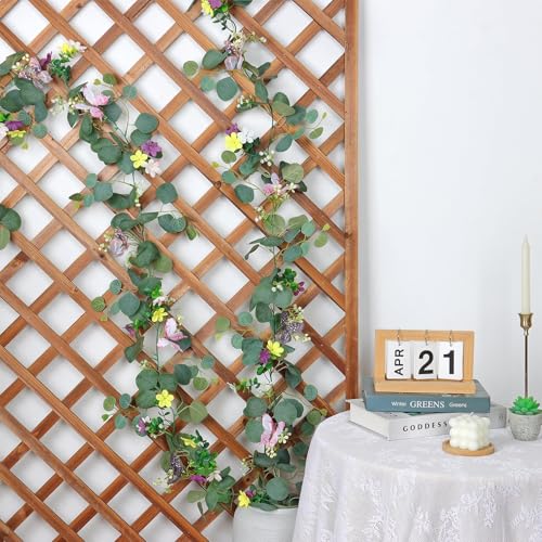 Flower Garland Artificial Daisy Garlands Floral Vines 3D Butterfly - color: Butterfly Eucalyptus, size: 1PCS