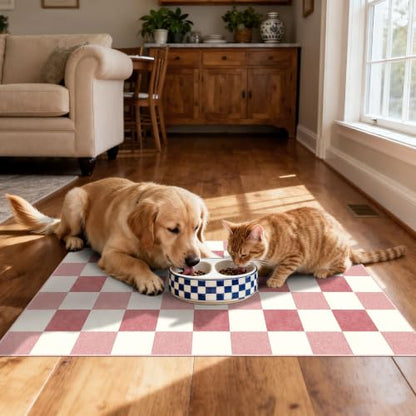Front Door Mat Outside Entrance - 2x3 Cute Pink White Checkered Rug - color: Checkered - Pink / White, size: 2' x 3' (Rectangular)