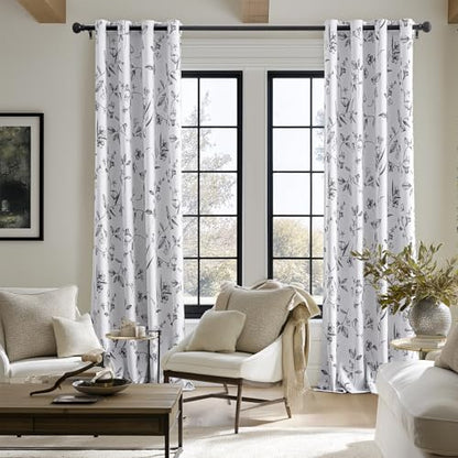 ChrisDowa 100% Blackout Floral Curtains 63 Inches Long 2 Panels,Black - color: Black, size: 52"W x 63"L (Pack of 2)