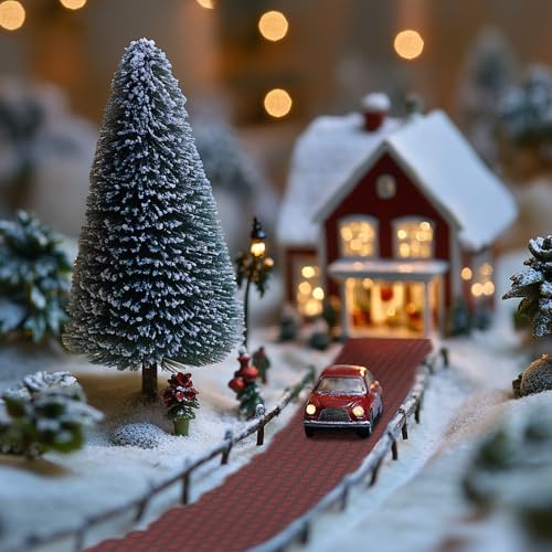 4 Pcs Christmas Village Reddish Brown Brick Road, Xmas Village Accessories - color: 39"x 3.5"-reddish Brown