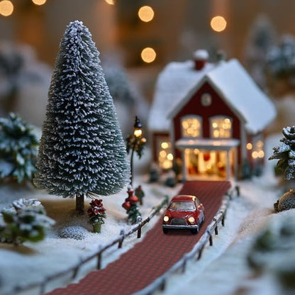 4 Pcs Christmas Village Reddish Brown Brick Road, Xmas Village Accessories - color: 39"x 3.5"-reddish Brown