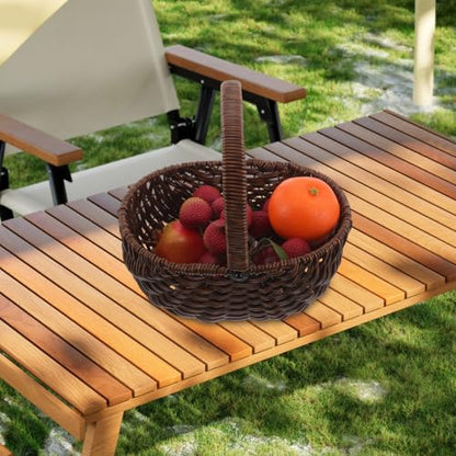 Healifty Vintage Picnic Basket Hand Woven Brown 9.82 X 9.63 X 7.47 in