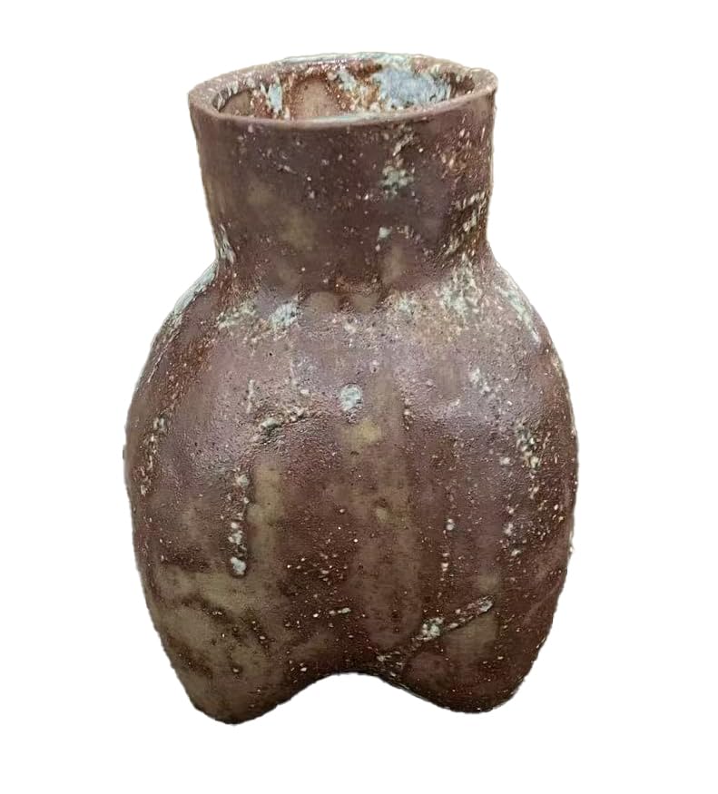 Rustic Farmhouse Ceramic Vase Home Decor (Brown, Gray and White, Small) - color: Brown, Gray and White