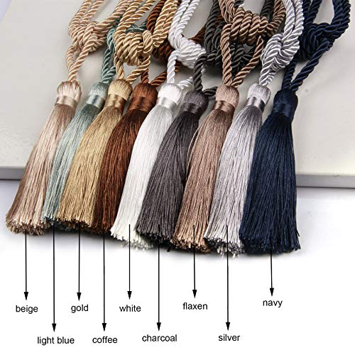 4 Pack Curtain Tiebacks Handmade Tassel Rope Curtain Holdbacks - color: Coffee, size: 4p