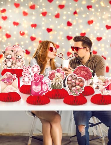 Valentine Honeycomb Centerpieces for Table, Valentine Table Decorations - style: Valentines Day