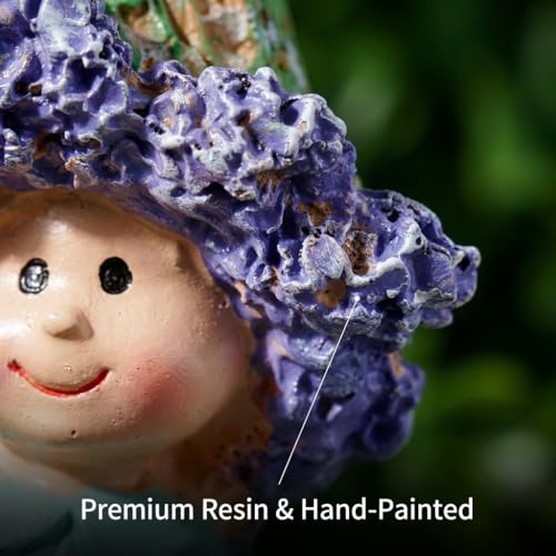 2-Piece Resin Sculpture Set, Whimsical Spring Ornaments Male & Female Themed Statues, Fairy Garden Resin Decor Accents for Indoor Home Spring Decor