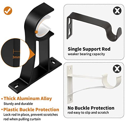 KOLAKO 8 Pack Curtain Rod Bracket, 1 Inch Heavy Duty Holder Black Drapery Single Hooks for Wall - color: Black, size: Set of 8