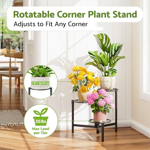 Tiered Plant Stand Outdoor 3 Tier Indoor Metal Flower Shelf for Multiple Plants Corner Tall Flower Holders for Patio Garden Living Room Balcony Bedroom Black Diamond - color: BlackDiamond, size: 3-tiers