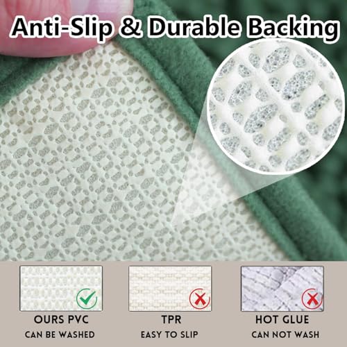 Chenille Bath Rug, Ultra Soft Absorbent Bathroom Mat, Non-Slip PVC Backing, Machine Washable, 23x14, Dark Green - color: Dark Green, size: 23" x 14"