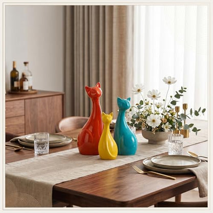 Qunclay 3 Pcs Mid Century Modern Decor Midcentury Ceramic Cats