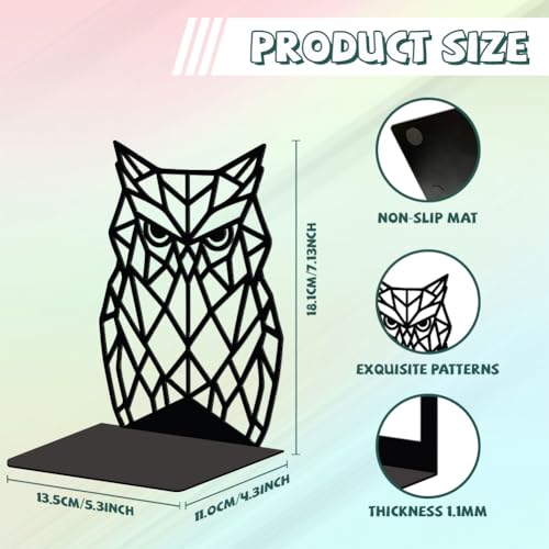 Peacoblue 5.3"x4.3"x7.1" Metal Bookends, Heavy Duty Book Ends for Shelves - style: Geometric Owl