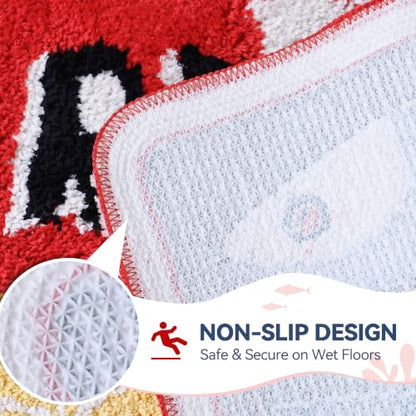 TRUEDAYS Sardine Bath Mat, Cute Bath Rugs for Bathroom 20x30 Inch, Red - color: Red, size: 20x30 inches (Rectangular)