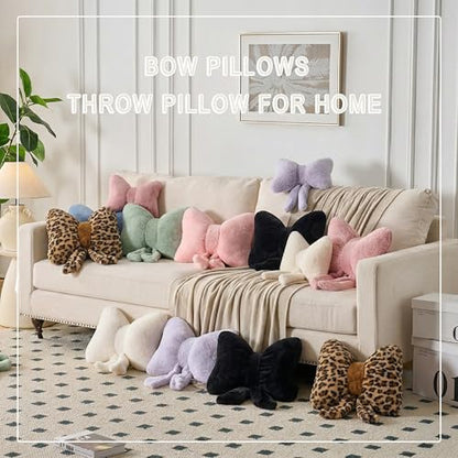XIAIJIA Bow Pillow, Throw Pillows for Bed, Leopard Bow Pillows 12×9 in - color: Leopard, size: 12"X 9"