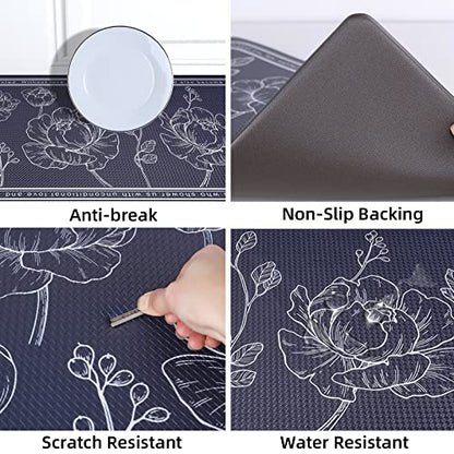 Kitchen Floor Mat Set of 2, Anti Fatigue Kitchen Mat 17"x47"+17"x29" - color: Navy Blue, size: 17"x47"+17"x29"