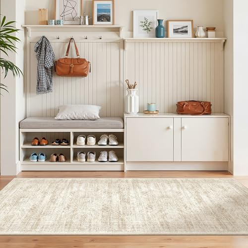 2x6 Runner Rug Non Slip,Washable Hallway Runner Rug,Beige - color: Beige/Ivory, size: 2' x 6' (Runner)