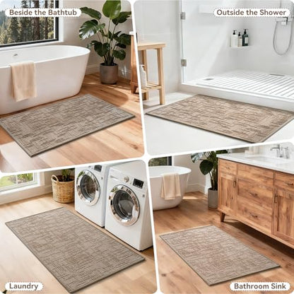 Bath Mat Non Slip,Quick Dry Bathroom Rug Under Door,16"x24",Brown - color: A- Brown, size: 16"x24"