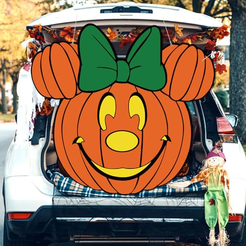Halloween Trunk or Treat Decorations,Mouse Theme Pumpkin Trunk or Treat Backdrop for Halloween Car SUV Truck Garage Door Archway Decorations - color: pumpkin girl
