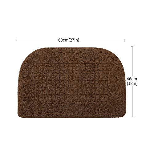COSY HOMEER 27x18 Half Round Kitchen Rug,Non Slip Washable Mat,Brown 1PC - color: Brown, size: 1'6" x 2'3" (Semicircular)