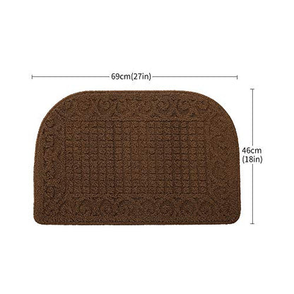 COSY HOMEER 27x18 Half Round Kitchen Rug,Non Slip Washable Mat,Brown 1PC - color: Brown, size: 1'6" x 2'3" (Semicircular)