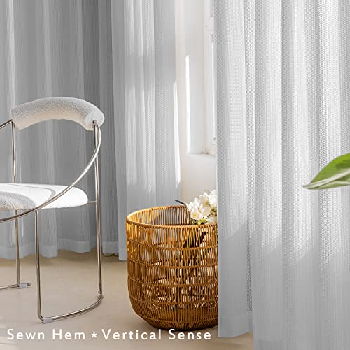 2 Panels Set Sheer Curtains 108 inch Length Light Gray 52" W x 108" L - color: Light Gray, size: 52"W x 108"L (Pack of 2)