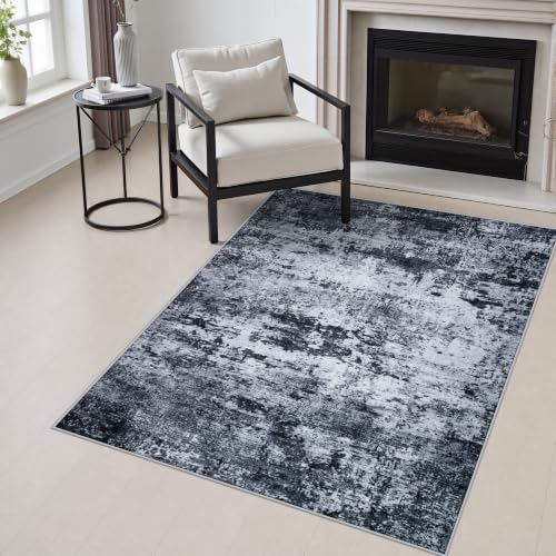 Area Rug Living Room: 3x5 Modern Washable Indoor Carpet Black - color: Black, size: 3' x 5' (Rectangular)