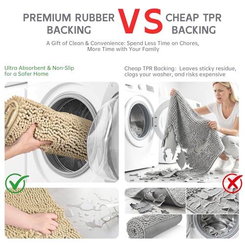 Amyracel Bathroom Rugs Mat 24x48, Thick Soft Quick Dry Absorbent - color: Beige/ Warm‑tan Tone, size: 24" x 48"