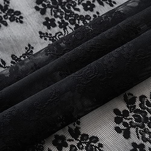 TUDECO Black Lace Shower Curtain for Small Bathroom, 36''W x 72''L - color: Black, size: 36"W x 72"L (Pack of 1)