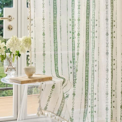 Green Boho Curtains for Living Room with Tassel 72 Inch 2 Panels - color: T-green, size: 52"W x 72"L (Pack of 2)