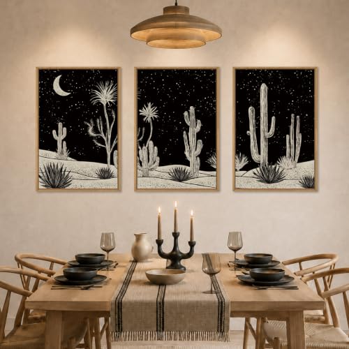 DRACIT Southwestern Desert Cactus Framed Canvas Wall Art Set-16"x24"x3 - color: Desert Cactus Wall Art, size: 16"L x 24"W