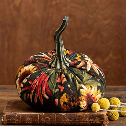 Your Heart's Content Fall Floral 6.25 inch Velvet Pumpkin (Fall Floral) - color: Fall Floral