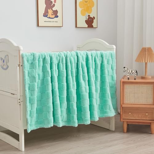 NEWCOSPLAY 3D Checkered Flannel Throw Blanket, Aqua Checkered, 50"x70" - color: Aqua Checkered, size: Throw(50"x70")