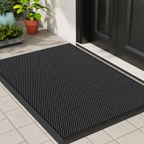 Front Door Mat Outside Entrance Welcome Mat 24"x36" Gray 2x3 ft - color: Grey, size: 24"x36"