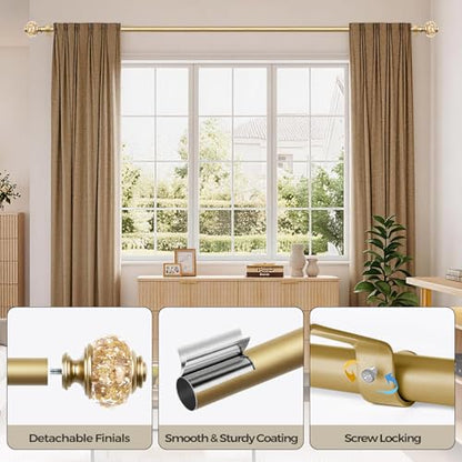 2 Pack Curtain Rods, 1 Inch Telescoping Drapery Rod 28 to 48 inch (2.3 to 4 ft), USFOOK Curtain Rods for Windows 16 to 44 Inches, Luxury Gold Translucent Finials - color: Luxury Gold, size: 28-48"(2 Pack)