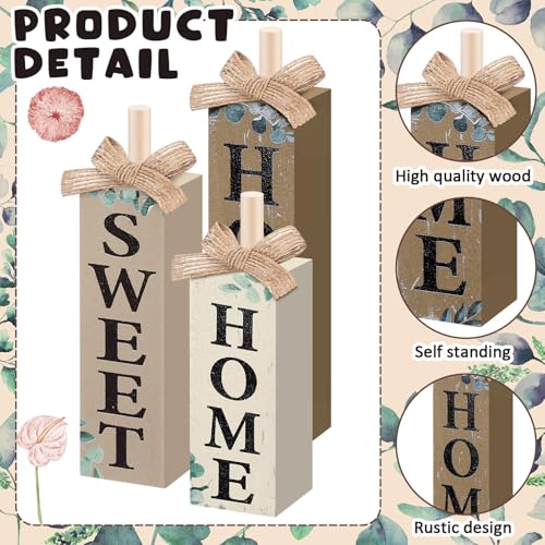 MiniInflat Home 3 Pcs Table Decor, Wooden Block Sign Tiered Tray - style: Home Sweet Home