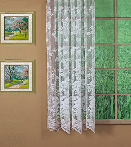 Today's Curtain Floral Vine Lace Panel 63", White, 60W x 63L - color: White, size: 60"W x 63"L (Pack of 1)
