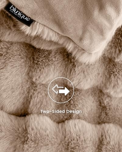 Ultra Soft Cozy Faux Fur Throw Blanket, Fuzzy Plush Thick Bubble Blanket, Oversize Luxury Fluffy Blanket for Couch, Sofa, Bedroom, and Living Room, 50x60 Inches, Light Brown - color: Bubble Light Brown, size: Throw(50" X 60")