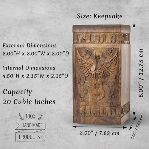 Guitar Wings Keepsake Urns for Human Ashes, Set of 4, Rosewood - color: Rosewood, size: Keepsake Set of 4 (20 Cu In Each)