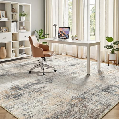 7x10 Area Rug for Living Room, Abstract Washable Non-Slip Carpet, Gold - color: Grey/Gold, size: 7' x 10' (Rectangular)
