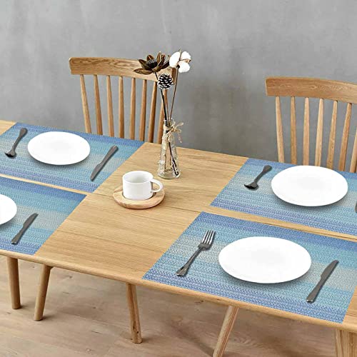 GIVERARE Placemats Set of 4, Heat-Resistant Woven Vinyl Placemat, Non-Slip Washable PVC Table Mat, Easy to Clean Premium Plastic Mats for Dining, Kitchen Table (Light Blue) - color: Light Blue