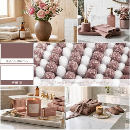 BSICPRO Bathroom Rugs Sets 2 Piece, Non Slip Striped Bath Mats, Mauve Brown - color: Mauve Brown, size: 20" x 32" Plus 16" x 24"