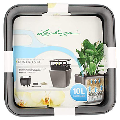 Lechuza Quadro LS 43 Charcoal Metallic, Self-Watering Square Planter, H15.4 L16.9 W16.9 in - color: Anthracite Metallic, size: H40 L43 W43 cm