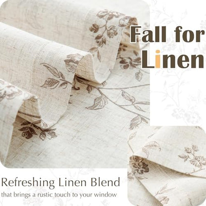 jinchan Floral Linen Kitchen Tier Curtains, 20 Inch, 2 Panels, Taupe - color: Alisa Taupe, size: 26"W x 20"L (Pack of 2)