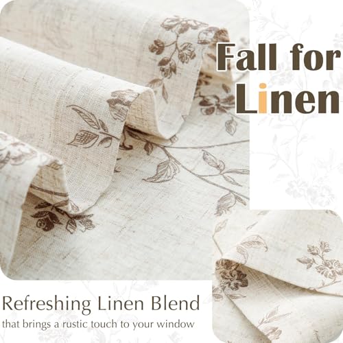 jinchan Floral Linen Kitchen Tier Curtains, 20 Inch, 2 Panels, Taupe - color: Alisa Taupe, size: 26"W x 20"L (Pack of 2)