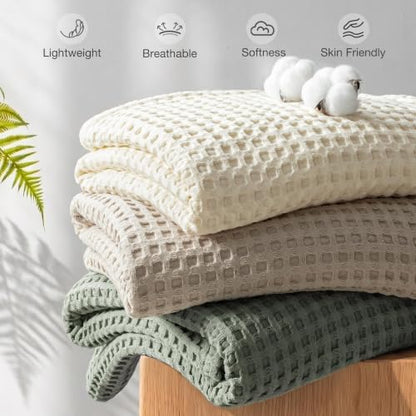 Exclusivo Mezcla 100% Cotton Blanket Twin Size for Bed, Celadon - color: Celadon, size: Twin (60" x 80")