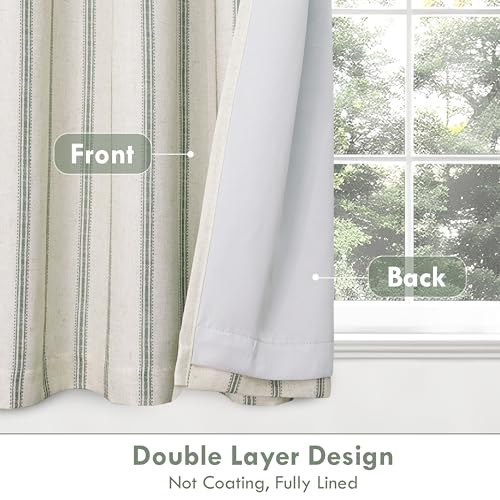 DriftAway Farmhouse Stripe Blackout Curtains, Grommet, W52xL36, Loden Green - color: G Loden Green Stripe, size: 52"W x 36"L (Pack of 2)