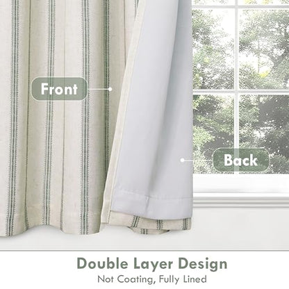DriftAway Farmhouse Stripe Blackout Curtains, Grommet, W52xL36, Loden Green - color: G Loden Green Stripe, size: 52"W x 36"L (Pack of 2)
