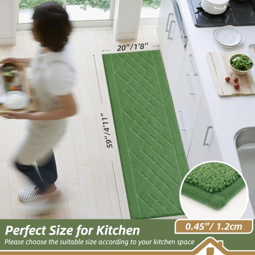 BEQHAUSE Kitchen Runner Rug Non Slip Kitchen Rugs, 20" x 59", Green - color: Green, size: 20" X 59"