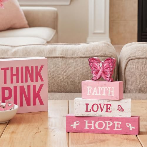 Smile Breast Cancer Awareness Wooden Block Decor - style: Muertos